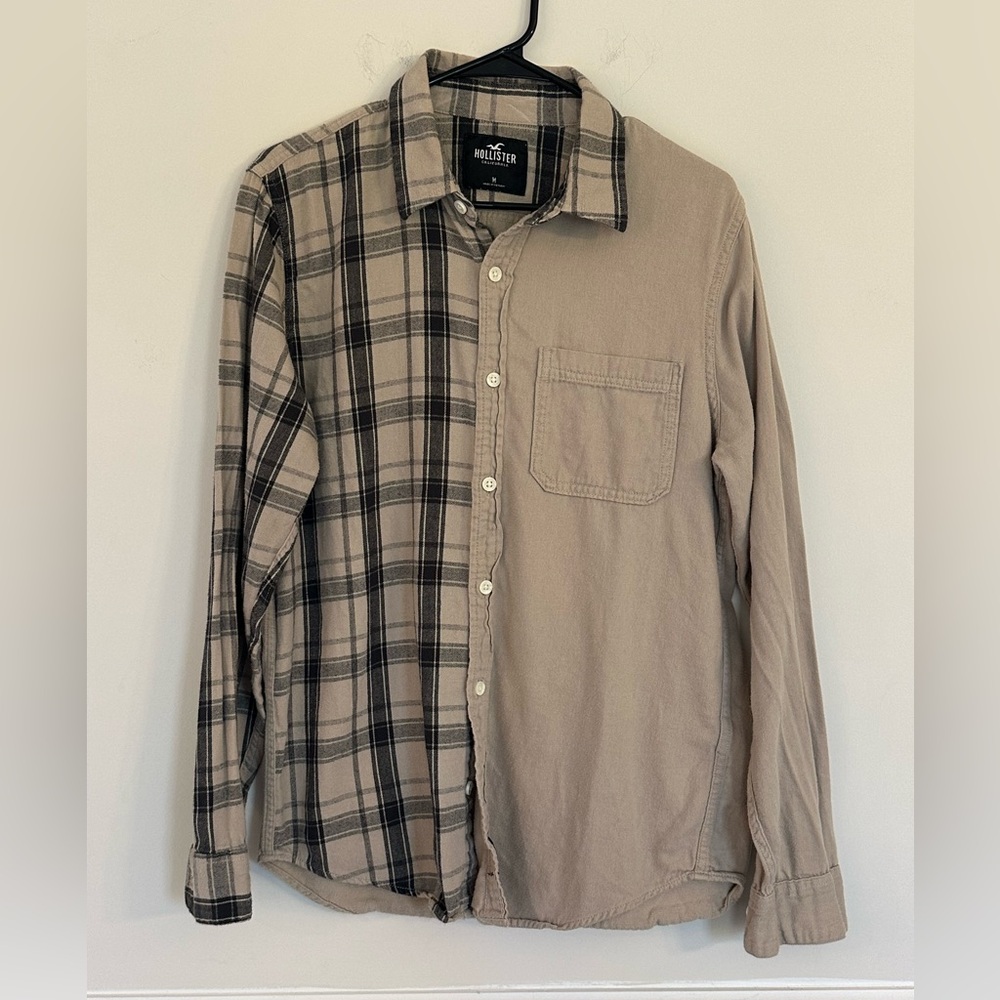 Hollister Co. men's long-sleeve, color block, plaid flannel shirt size medium